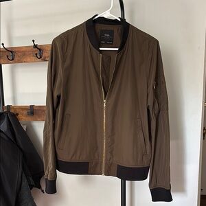 Zara olive green bomber moto jacket